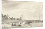 Boats at a dike by Tako Hajo Jelgersma
