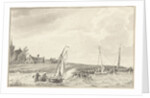Boats at a dike by Tako Hajo Jelgersma