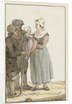 Woman with child at two men by Christina Chalon