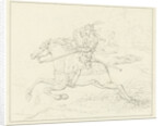 Knight with a woman on horseback by Louis Moritz