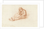 Sitting boy with arms under head by Abraham Johannes Ruytenschildt