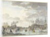Frost Fair on a Frozen River with Ships by Hendrik Kobell