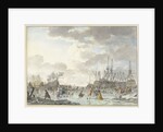 Frost Fair on a Frozen River with Ships by Hendrik Kobell