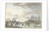 Frost Fair on a Frozen River with Ships by Hendrik Kobell