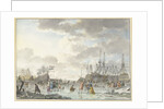 Frost Fair on a Frozen River with Ships by Hendrik Kobell