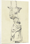 Woman standing with basket on head by Pieter van Loon
