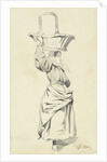 Woman standing with basket on head by Pieter van Loon