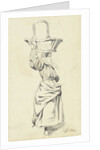 Woman standing with basket on head by Pieter van Loon