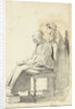 Young woman standing behind a seated reading old woman seen from the side by Pieter van Loon