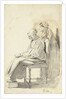 Young woman standing behind a seated reading old woman seen from the side by Pieter van Loon