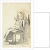 Young woman standing behind a seated reading old woman seen from the side by Pieter van Loon