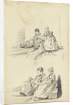 Two studies of a boy and girl with jug by Pieter van Loon