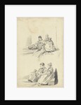 Two studies of a boy and girl with jug by Pieter van Loon