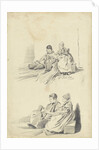 Two studies of a boy and girl with jug by Pieter van Loon