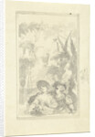 Design for a hall piece: boy and girl with flower basket by Dionys van Nijmegen