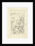 Design for a hall piece: boy and girl with flower basket by Dionys van Nijmegen