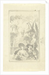Design for a hall piece: boy and girl with flower basket by Dionys van Nijmegen