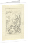 Design for a hall piece: boy and girl with flower basket by Dionys van Nijmegen