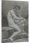Seated male nude by Hendrik Lageman