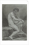 Seated male nude by Hendrik Lageman