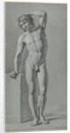 Standing male nude by Jan Kamphuysen
