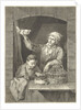 Man and boy in window with dove and eggs by Johannes Pieter de Frey
