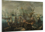 The Explosion of the Spanish Flagship during the Battle of Gibraltar by Cornelis Claesz. van Wieringen