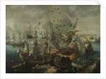 The Explosion of the Spanish Flagship during the Battle of Gibraltar by Cornelis Claesz. van Wieringen