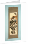 Horizontale Scroll Painting with a picture of a tiger on a rock by Tanaka Gekko