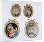 Painting depicting a girl with flower basket by Anonymous