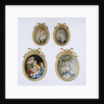 Painting depicting a girl with flower basket by Anonymous