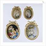 Painting depicting a girl with flower basket by Anonymous