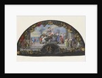 Folding fan, tempera and India ink 'Dido at the stake' painted surrounded by a heavy ornamental border. by Paul Androuet Ducerceau