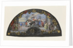 Folding fan, tempera and India ink 'Dido at the stake' painted surrounded by a heavy ornamental border. by Paul Androuet Ducerceau