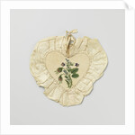 Bag made of durable two hearts lined with velvet, painted with flowers, surrounded by a border of cream-colored wrinkled sil by Anonymous