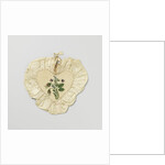 Bag made of durable two hearts lined with velvet, painted with flowers, surrounded by a border of cream-colored wrinkled sil by Anonymous