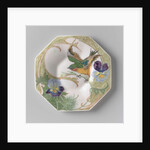 Dish, part of a set, painted with bird and violins by C.W.J. 't Hart
