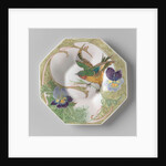 Dish, part of a set, painted with bird and violins by C.W.J. 't Hart