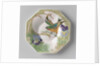 Dish, part of a set, painted with bird and violins by C.W.J. 't Hart