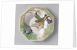 Dish, part of a set, painted with bird and violins by C.W.J. 't Hart