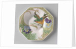 Dish, part of a set, painted with bird and violins by C.W.J. 't Hart