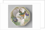 Dish, part of a set, painted with bird and violins by C.W.J. 't Hart