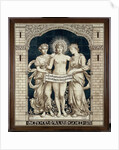 Tile panel with the personifications of the Beautiful, the True and the Good, Daniël Harkink by Georg Sturm