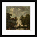 Painted wallpaper with a Dutch Landscape with river by Jurriaan Andriessen