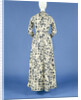 Jacket, painted with blue flower vines and silver high spreads on a white ground and trimmed with long nets band by Anonymous