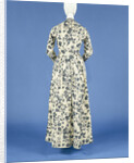 Jacket, painted with blue flower vines and silver high spreads on a white ground and trimmed with long nets band by Anonymous
