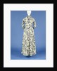 Jacket, painted with blue flower vines and silver high spreads on a white ground and trimmed with long nets band by Anonymous