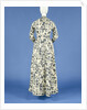 Jacket, painted with blue flower vines and silver high spreads on a white ground and trimmed with long nets band by Anonymous