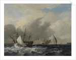 Dutch Man-of-War Amsterdam on the western side of the Quay on Het IJ before Amsterdam, The Netherlands by Nicolaas Baur