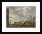 The small Fish Market at the Corner of Brouwersgracht and the Singel by Johannes Jelgerhuis